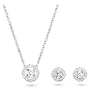 Swarovski Angelic Square set White, Rhodium plated